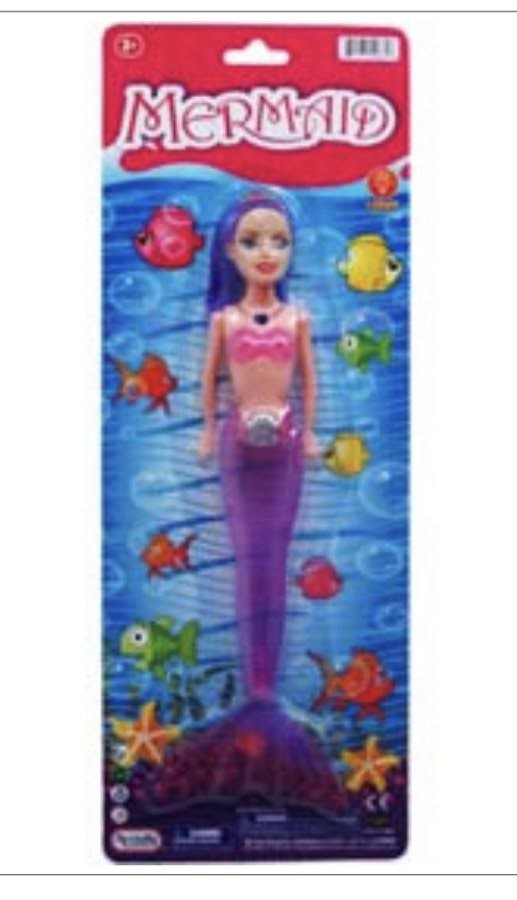ARG53936 - Mermaid Doll w Light on Large 15" Blister Card (48pcs @ $1.80/pc)