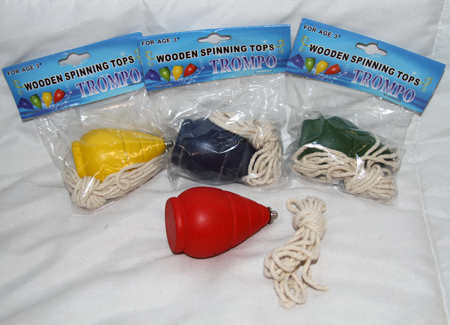 CZBR447 - 3" Wooden Spinning Top with String (12 pcs @ $1.00/pc)