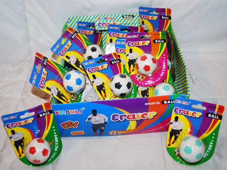 BR199 - 1.5" Assorted Soccer Ball Eraser (12 pcs @ $1.10/pc)