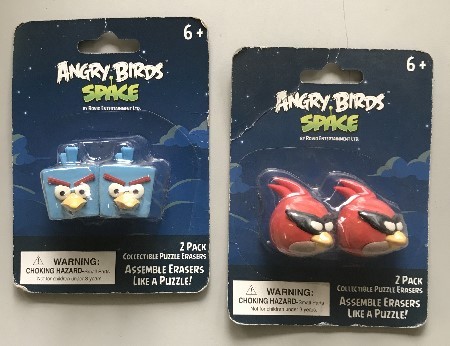 LMM3 - Angry Birds 2pk Buildable Erasers on 5" Card (12 cards @ $0.50/card)