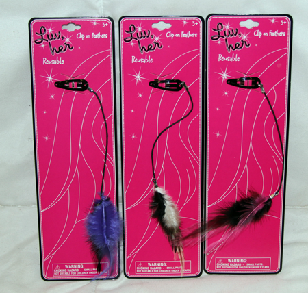 BR408 - 10" Clip on Hair Feather on Card (12 pcs @ $0.55/pc)