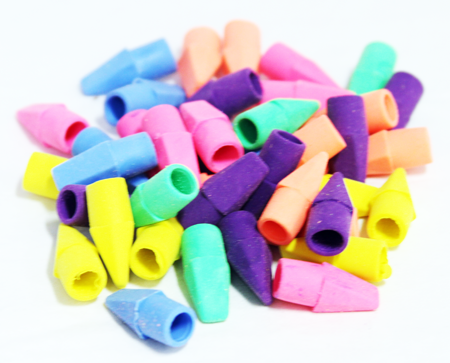 cz55950cj - 1" Colorful Pencil Top Erasers (600pcs @ $0.03/pc)