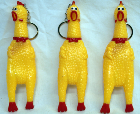 CZTH141 - 7" Squeking Rubber Chicken Keychains (12pcs @ $1.00/pc)