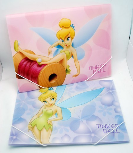 PORT26  -  Asst. Tinkerbell 12" x 9.5" Fold Over Folders w/ Snap String (12pcs @ $1.00/pc)