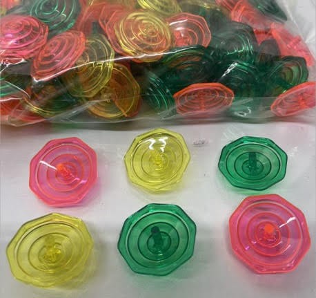 CZQ14 - 1.5" Neon Colorful Plastic Spinning Tops (144pcs @ $0.04/pc)