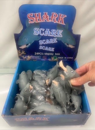 CZSHA8 - 5" Novelty Rubber Squeeze Sharks w Leg in Mouth (24pcs @ $1.00/pc)