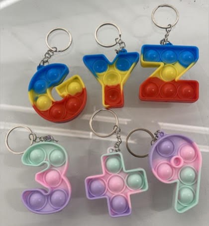 CZPOPIT - 3" Rubber Pop-It Keychains Letters & Numbers (36pcs @ $0.59/pc)