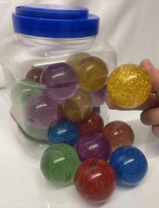 CZ50BALLSM4 - Large 1.5" Solid Rubber Glitter Bouncy Balls (24pcs @ $0.59/pc)