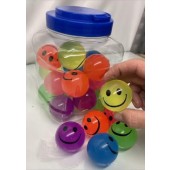 CZ50BALLSM - Large 1.5" Solid Rubber Smile Face Bouncy Balls (24pcs @ $0.59/pc)